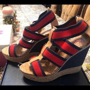 Splendid Red &Blue Wedges size 6.5